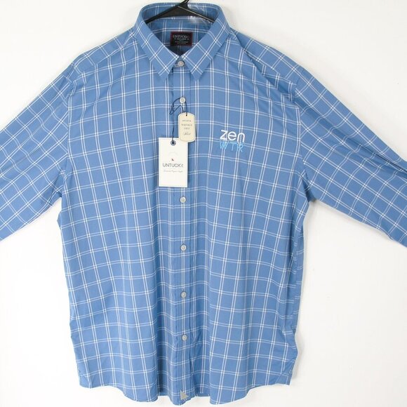UNTUCKit Garrett Button-Down Plaid Shirt Blue/White Long Sleeve 2XL Slim Fit ZEN - Picture 1 of 4